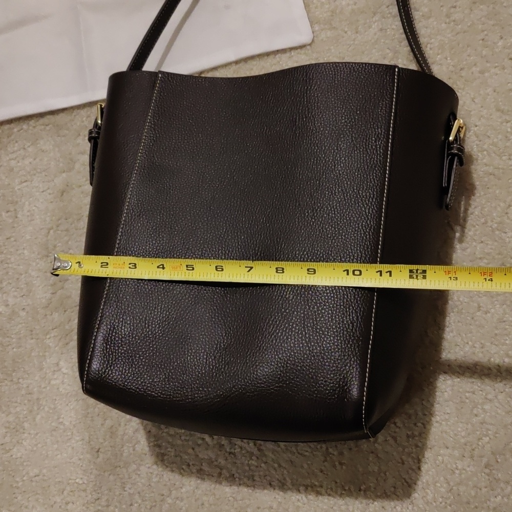 New!J.McLaughlin Zaina Pebble Grain Leather Brown Bucket Bag Y2K Hobo Elevated - Picture 12 of 16